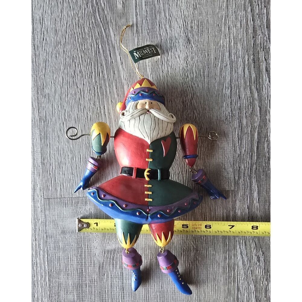 Midwest Cannon Falls Large Articulated Hanging Santa Heart Ornament *RARE NEW B - Picture 3 of 5